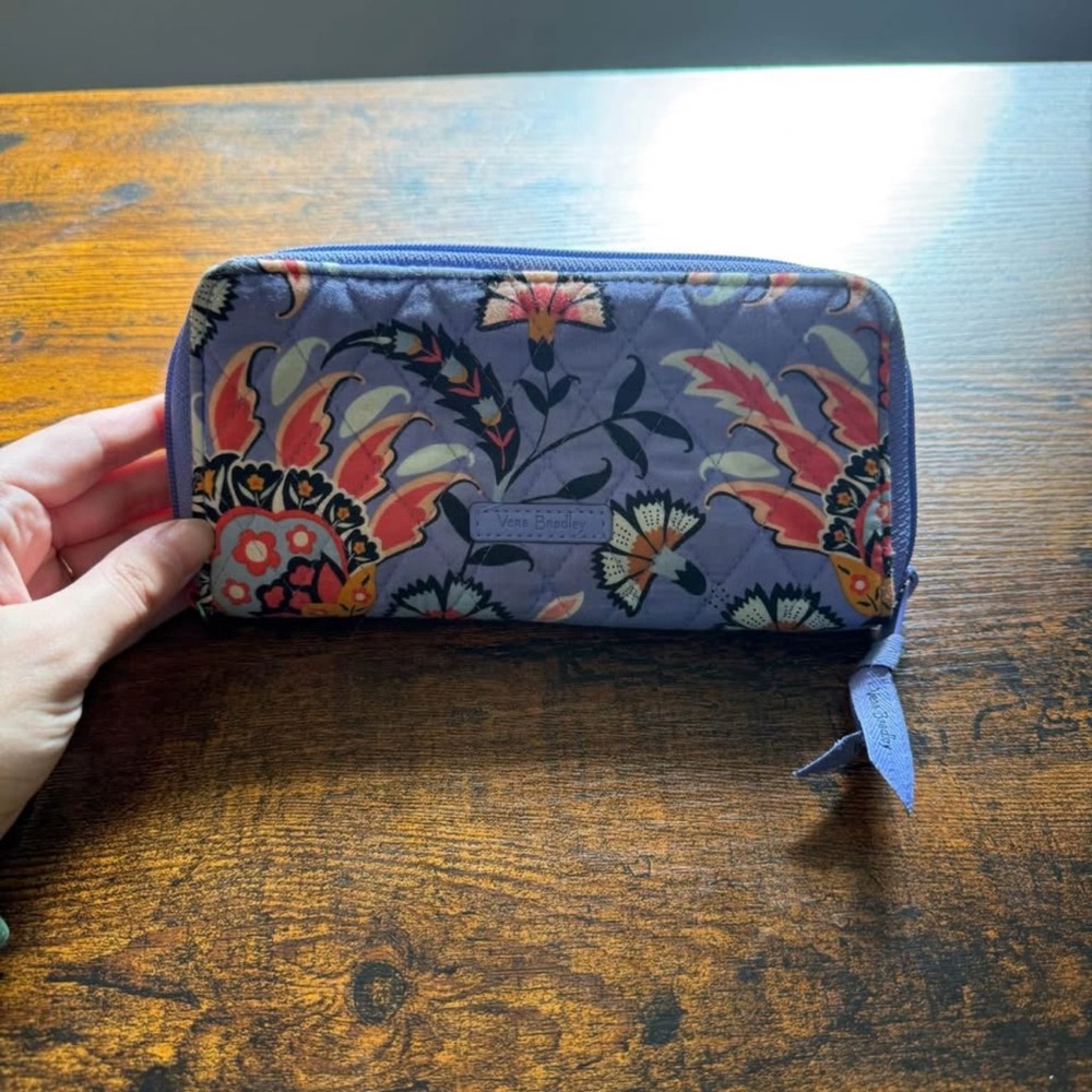 Vera Bradley Women's Floral Wallet - Purple and Orange